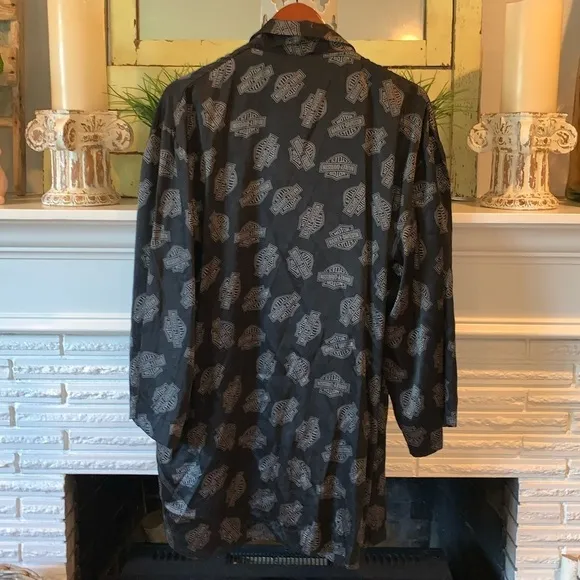 Harley Davidson 100% Silk UNISEX Black Wrap Style Lounge Robe One Size