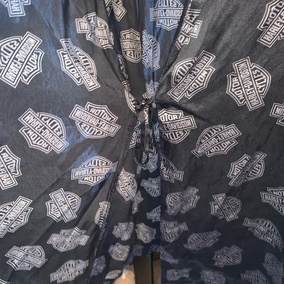 Harley Davidson 100% Silk UNISEX Black Wrap Style Lounge Robe One Size