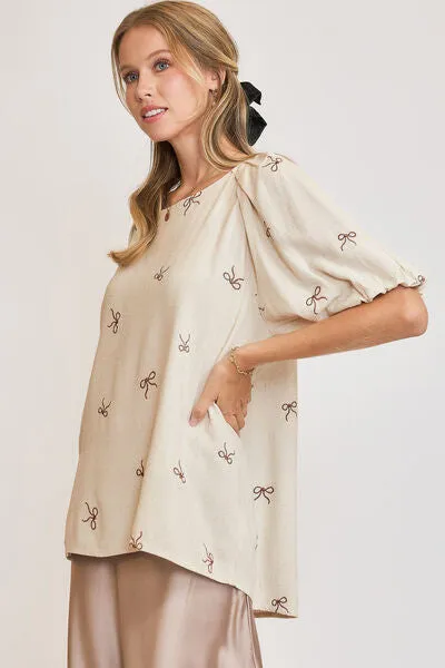 Hazel Blues® | Umgee Linen Blend Ribbon Embroidered Top