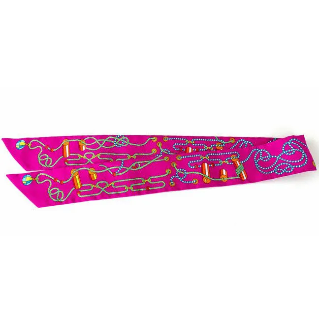 Hermes Fuchsia Cordages Silk Twilly Scarf Pink Sold Out