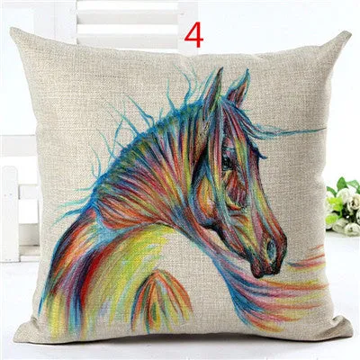 High Quality Horse Home living Cotton linen Decorative Pillow Throw Pillow Square