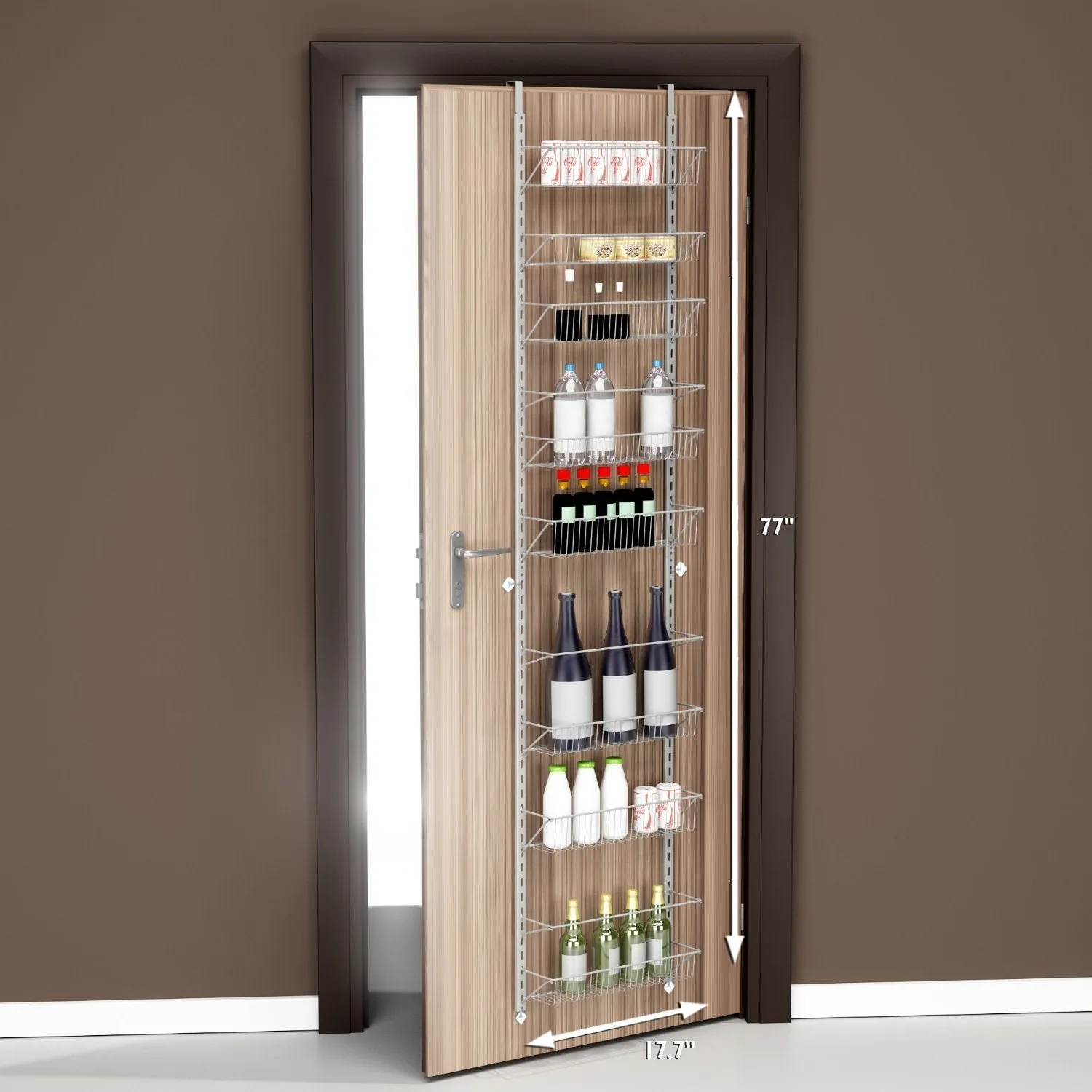 Home-Complete Over the Door Organizer-Space Saving Hanging Storage Shelves for Kitchen, Pantry, Closet-For Spices, Jars, Cleaning Products and More