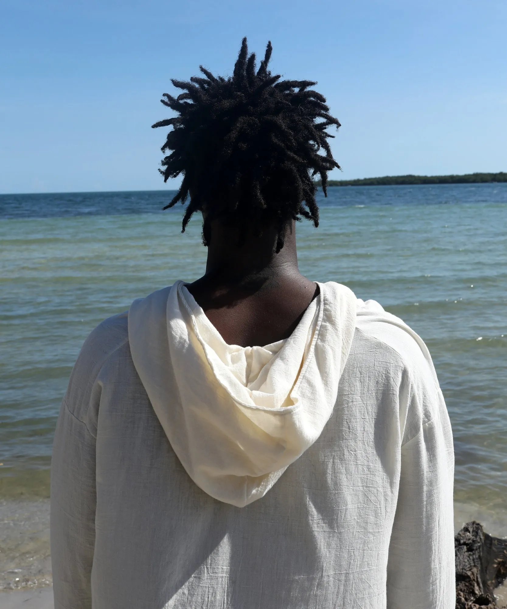 HOODED LONG SLEEVE, NATURAL GAUZE