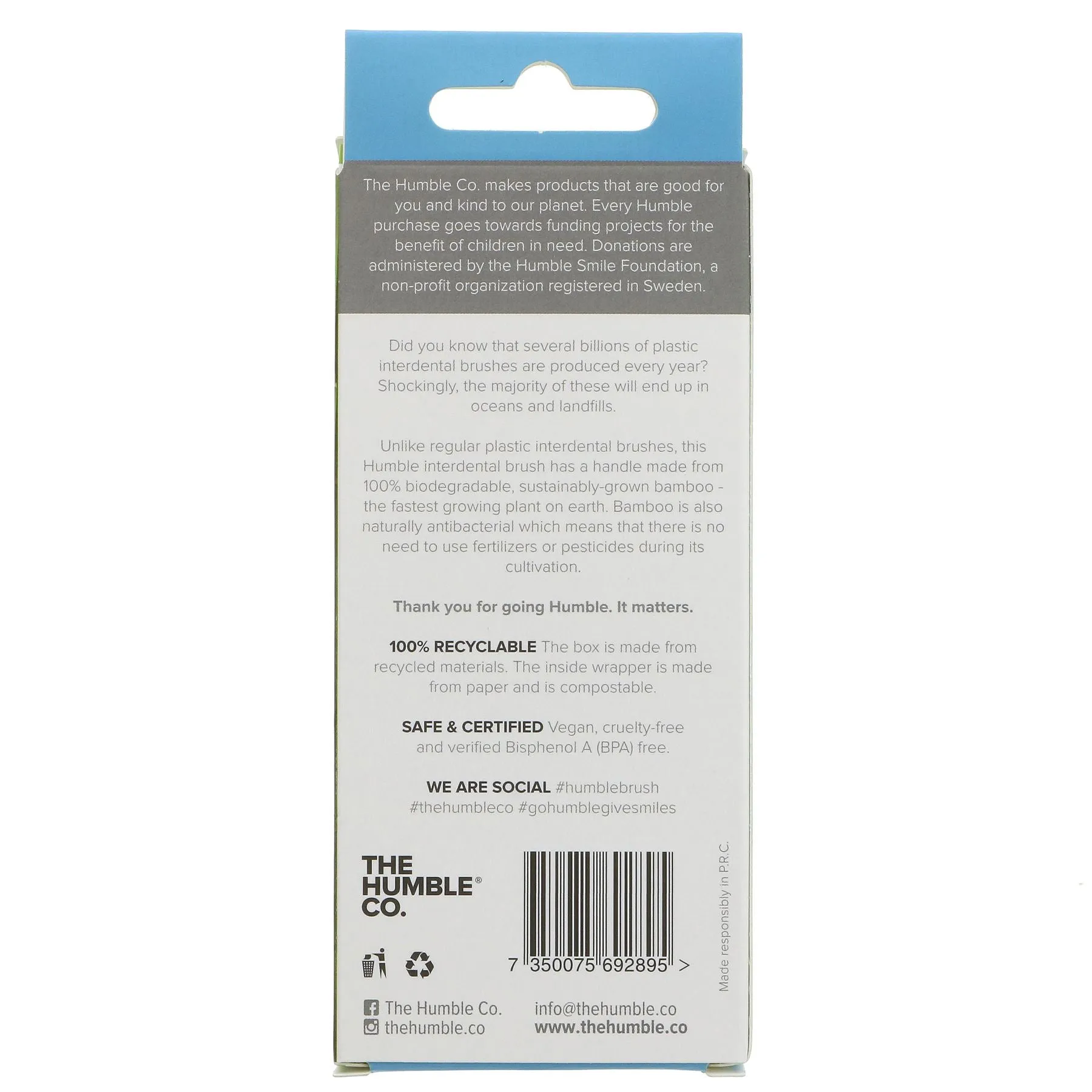 Humble | Bamboo Interdental Brush Blue - Size 6 | 6 Pack