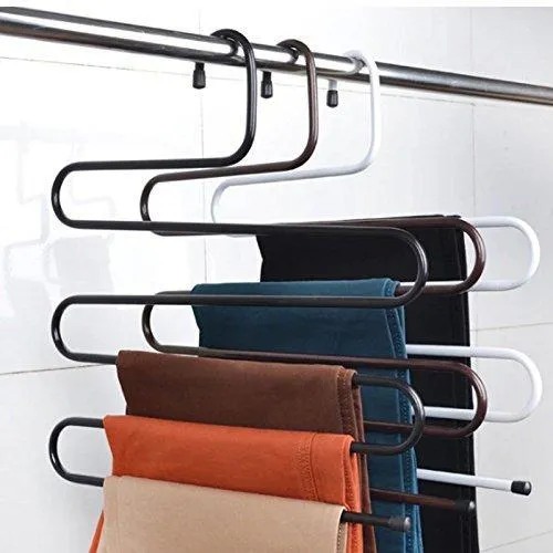 Hunger Metal Multi-fonction S Shape Clothes Closet Hangers Clothing Organizer (black)