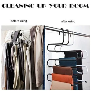 Hunger Metal Multi-fonction S Shape Clothes Closet Hangers Clothing Organizer (black)