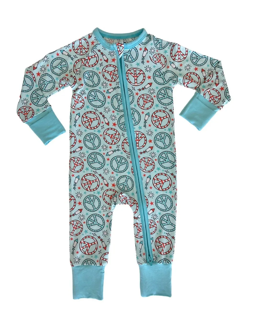 In My Jammers Blue Fourth of July Zipper Romper