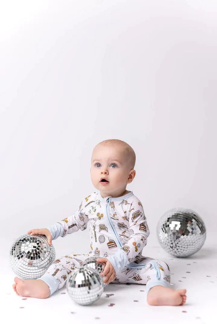 In My Jammers Blue It's Your Birthday Zipper Romper