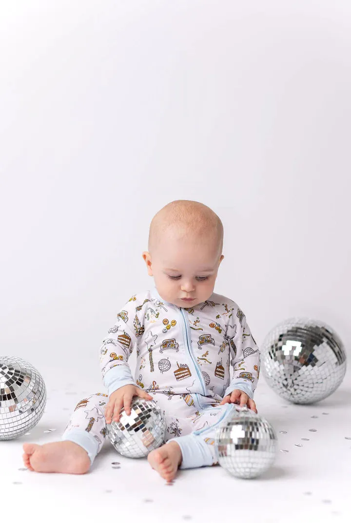 In My Jammers Blue It's Your Birthday Zipper Romper