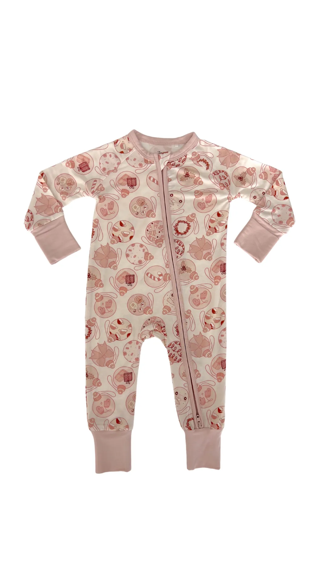 In My Jammers Blush Ornaments Zipper Romper