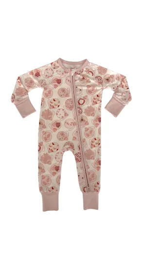 In My Jammers Blush Ornaments Zipper Romper