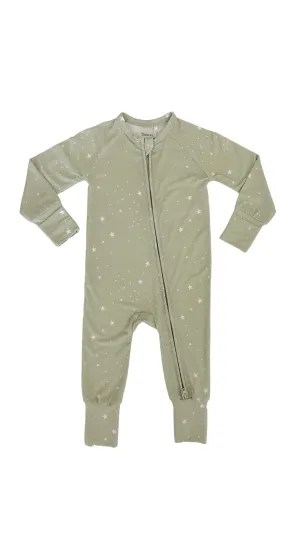 In My Jammers Green Star Zipper Romper