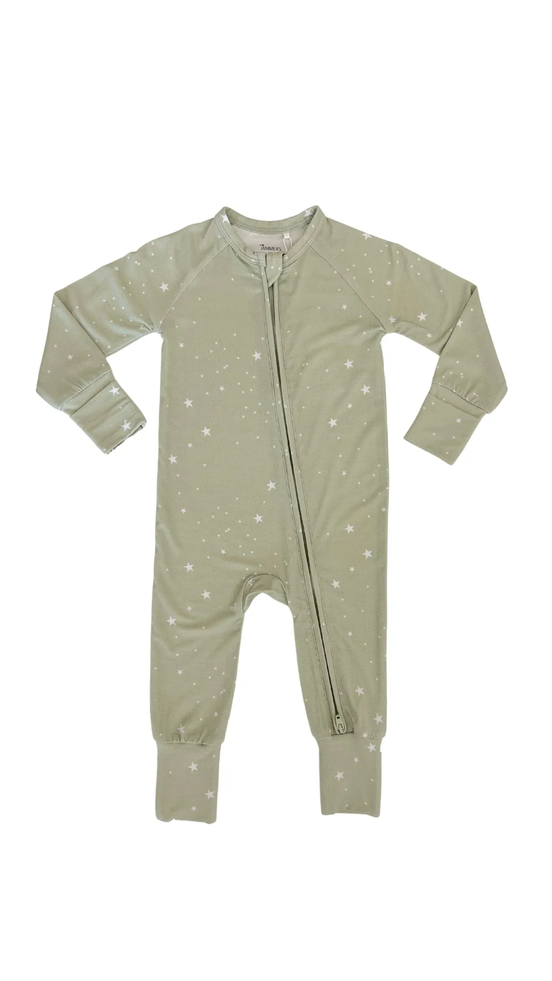 In My Jammers Green Star Zipper Romper
