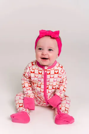 In My Jammers Heart Checkered Zipper Romper