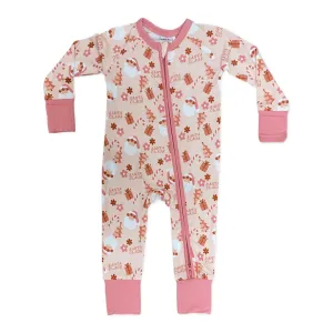 In My Jammers Pink Santa Zipper Romper