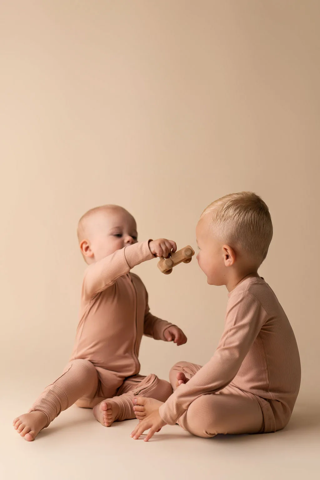 In My Jammers Solid Desert Ribbed Zipper Romper