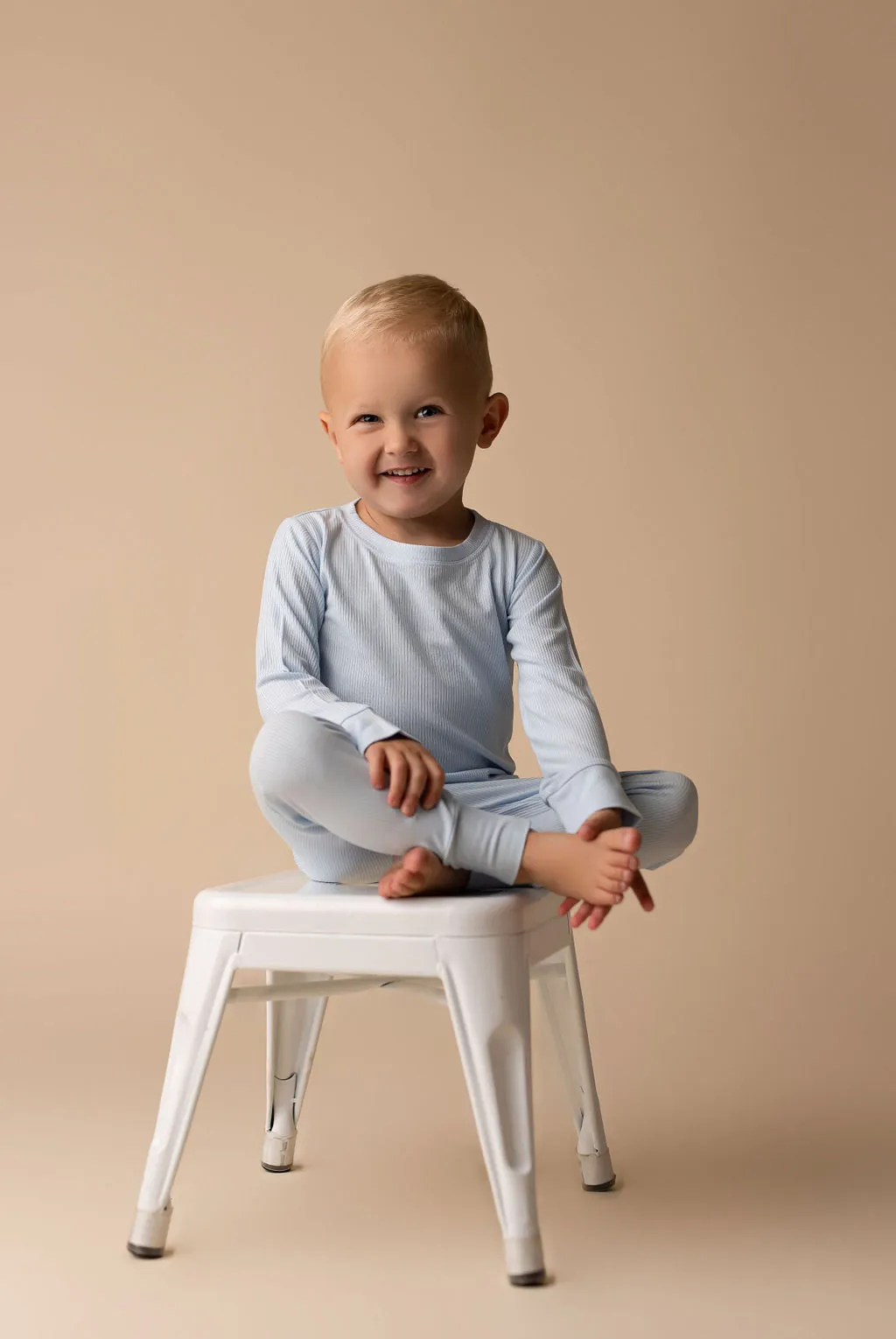 In My Jammers Solid Sky Blue Ribbed L/S 2pc PJ Set