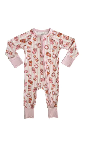 In My Jammers Vanilla Latte Zipper Romper