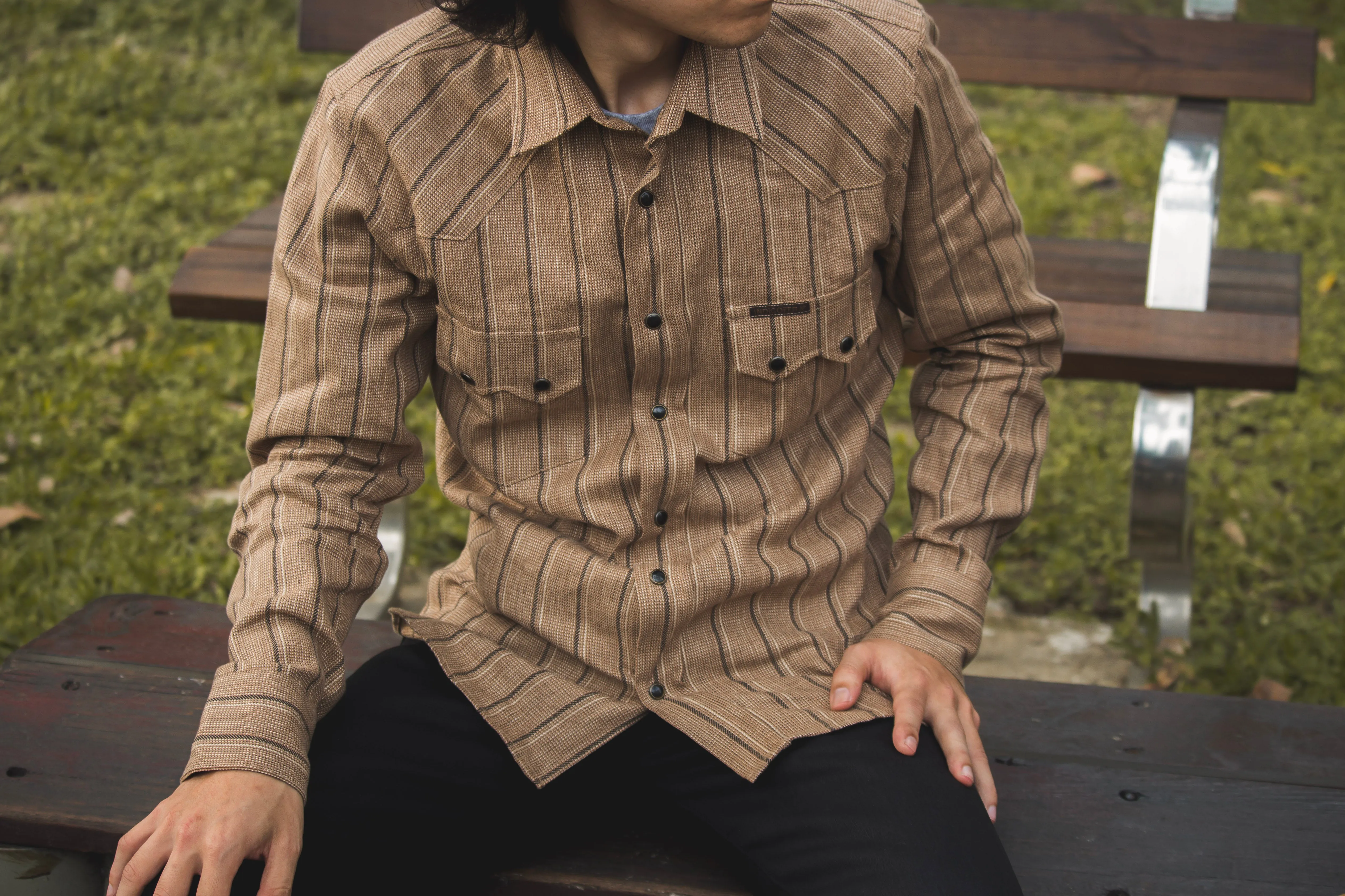 【Indigofera】DOLLARD LINEN/COTTON STRIPE SHIRT / 棉麻混紡經典西部襯衫