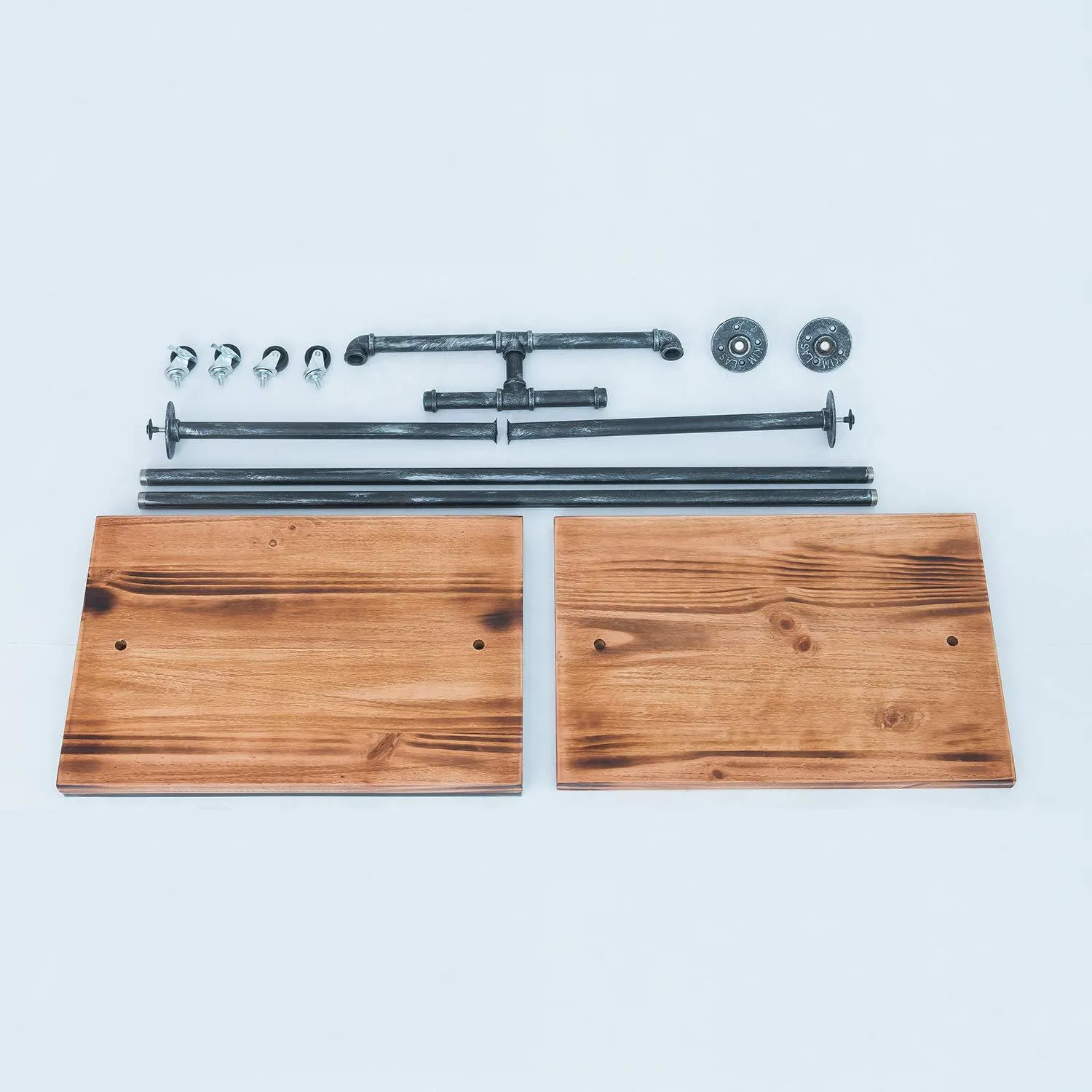 Industrial Pipe Clothing Rack with Wood Shelves,Steampunk Iron Garment Rack on Wheels,Vintage Rolling Cloths Racks for Hanging Clothes,Commercial Grade Clothes Racks,Retail Display Clothing Shelf