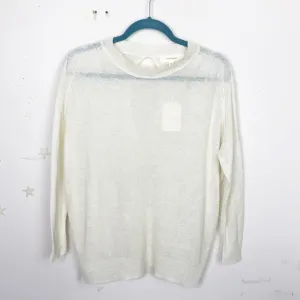 INHABIT cream linen crew neck light weight sweater