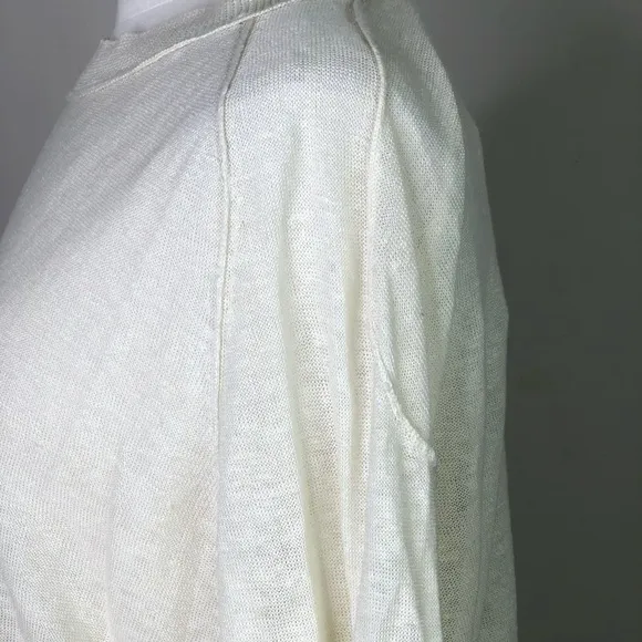 INHABIT cream linen crew neck light weight sweater