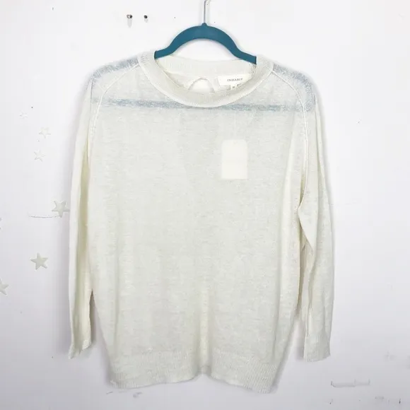 INHABIT cream linen crew neck light weight sweater