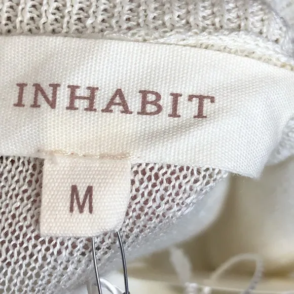INHABIT cream linen crew neck light weight sweater