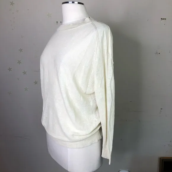 INHABIT cream linen crew neck light weight sweater
