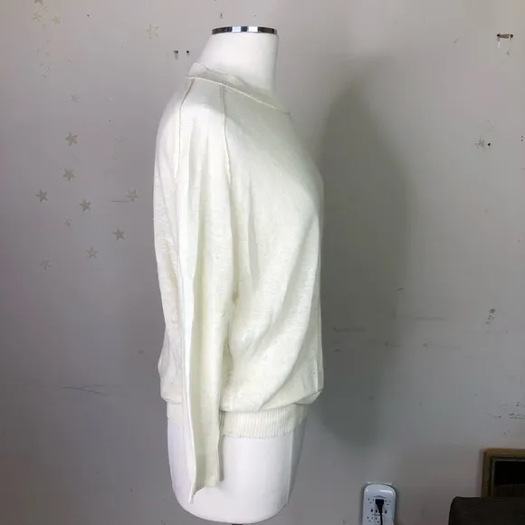 INHABIT cream linen crew neck light weight sweater