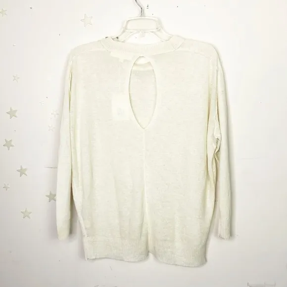 INHABIT cream linen crew neck light weight sweater