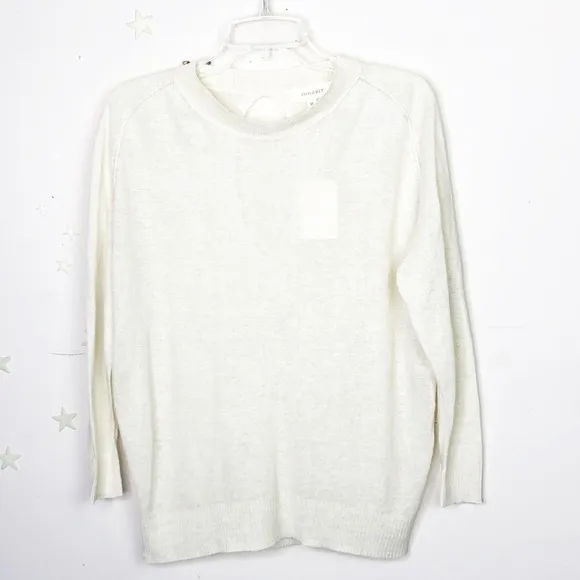 INHABIT cream linen crew neck light weight sweater