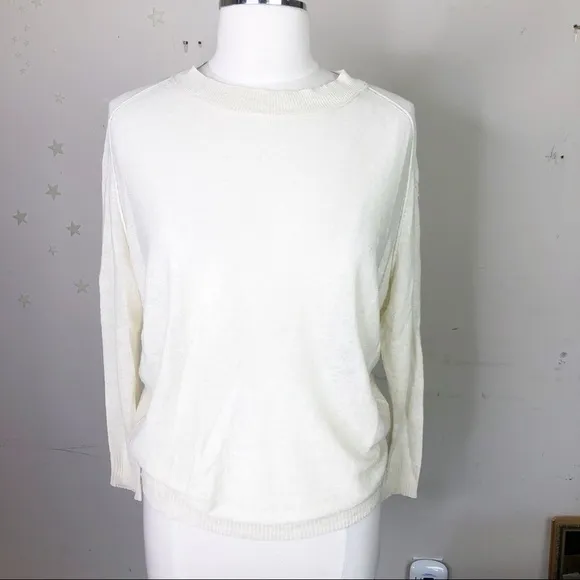 INHABIT cream linen crew neck light weight sweater