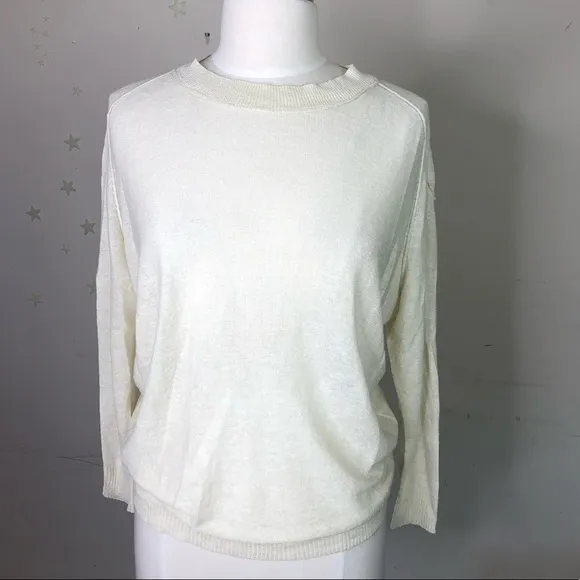 INHABIT cream linen crew neck light weight sweater