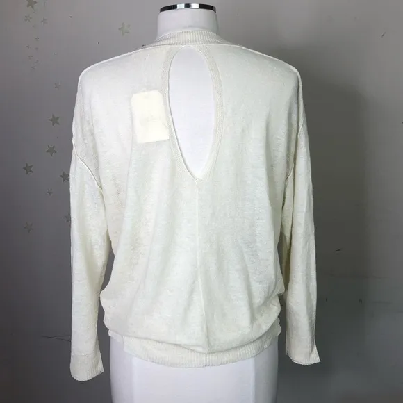 INHABIT cream linen crew neck light weight sweater