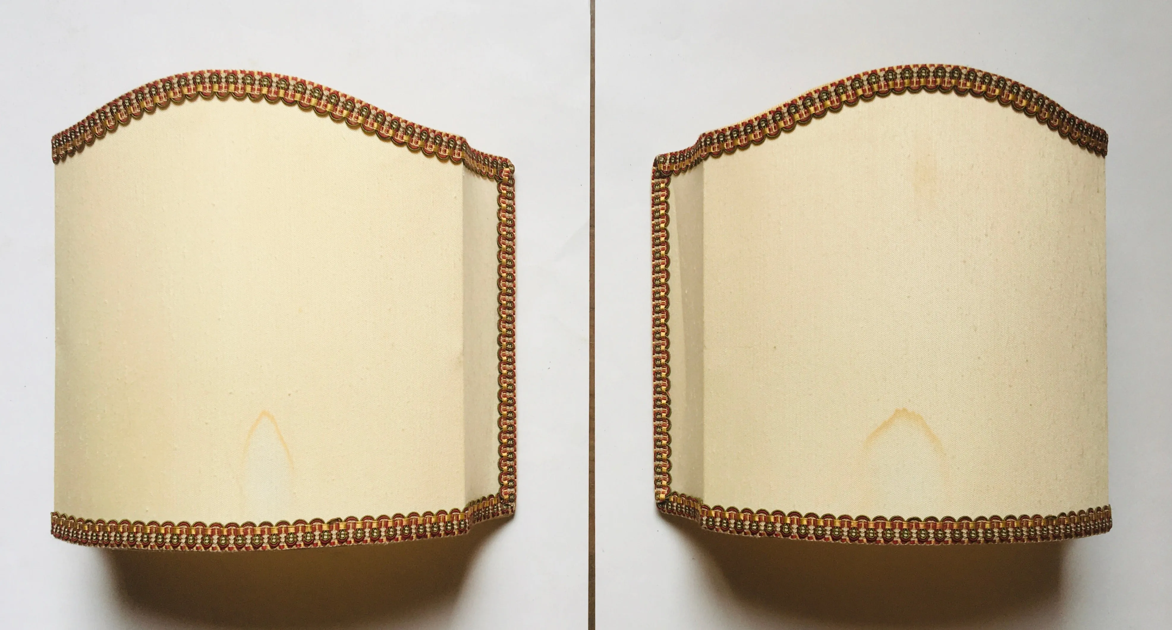 Italian Linen Ivory Half- Lampshades, Pair
