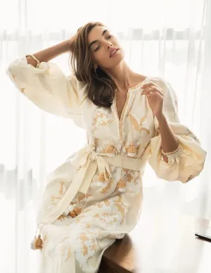 Ivory embroidered kaftan