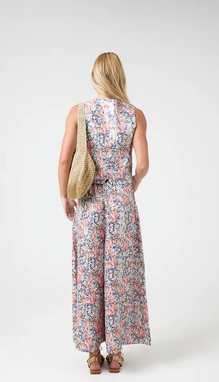 Jack Metallic Linen Vest in Florece Print
