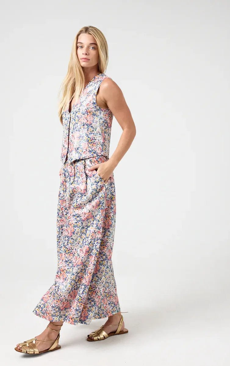 Jack Metallic Linen Vest in Florece Print