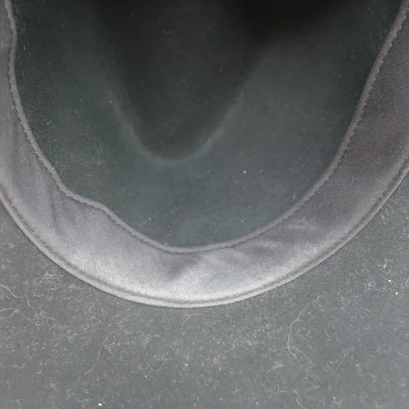 Janessa Leone Stephen Hat with Silver Bar Black Wool Felt Size Small