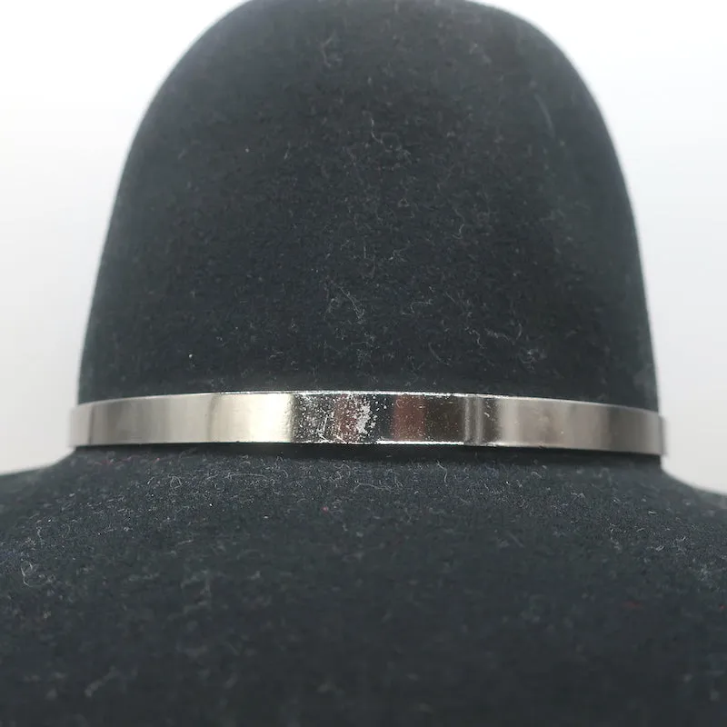 Janessa Leone Stephen Hat with Silver Bar Black Wool Felt Size Small