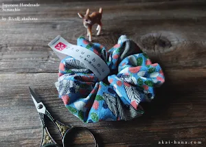 Japanese Handmade Scrunchies, Promenade Blue ⦿scjf0048
