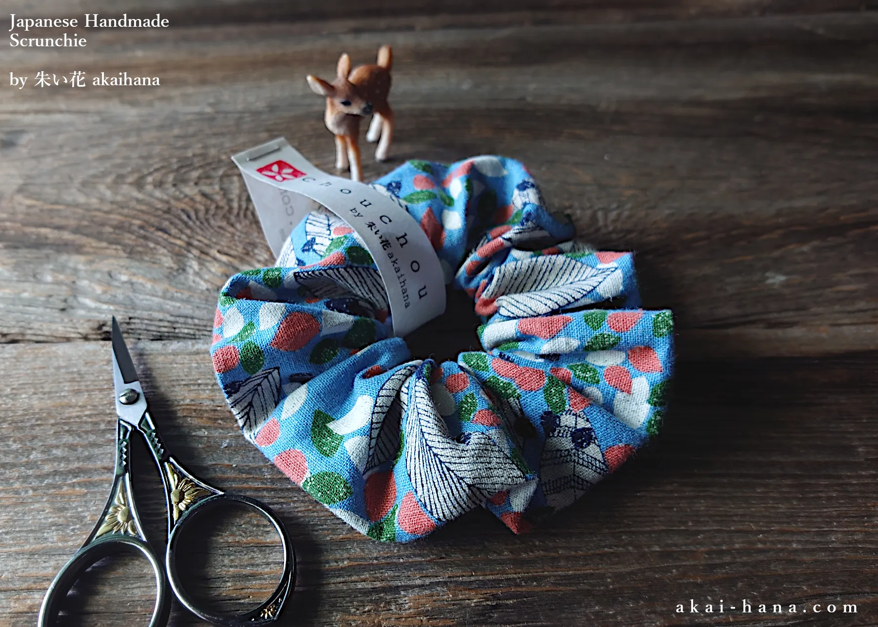 Japanese Handmade Scrunchies, Promenade Blue ⦿scjf0048