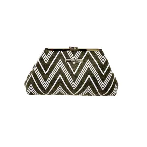 Jazz Clasp- Grey & White Chevron Clutch