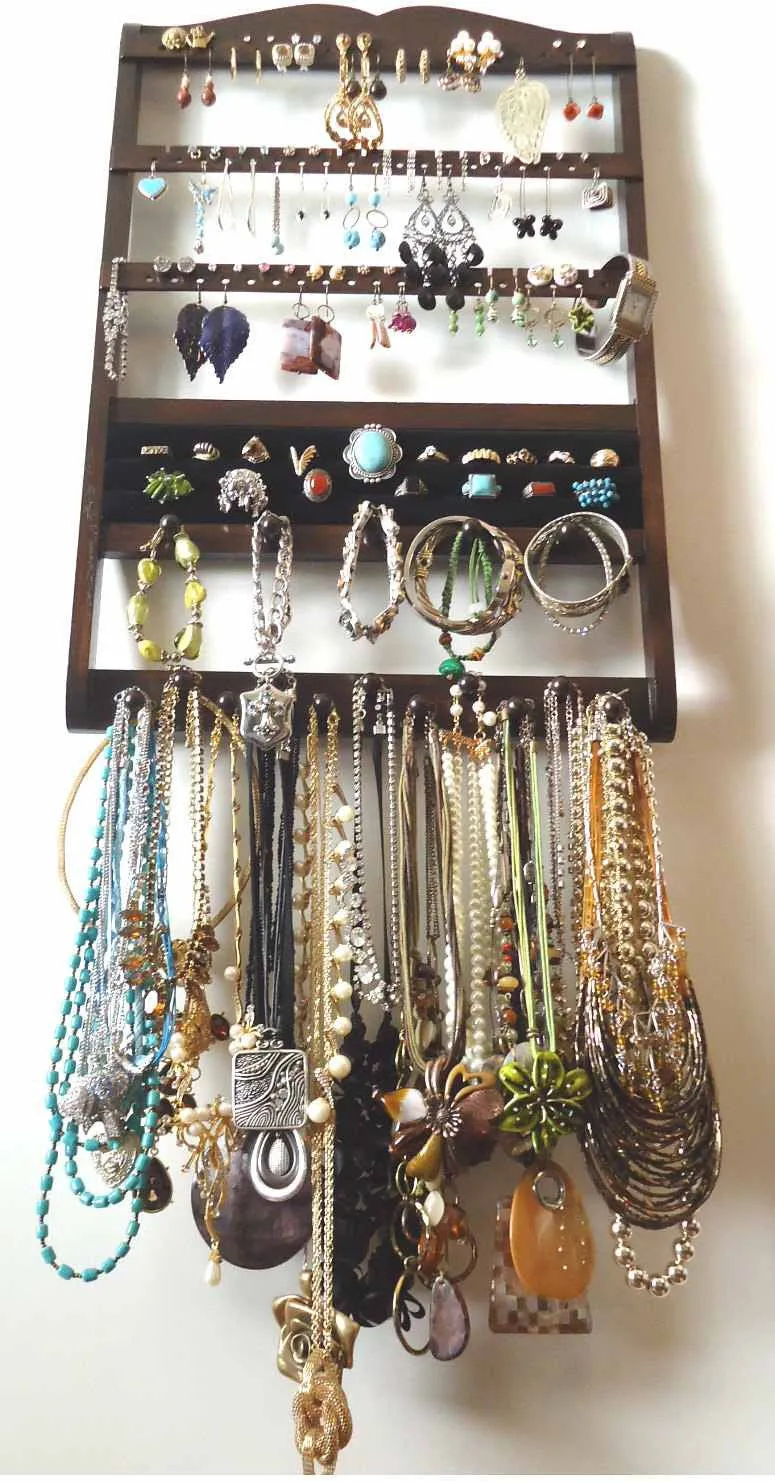 Jewelry Organizer Ring Holder Cocoa Brown Oak