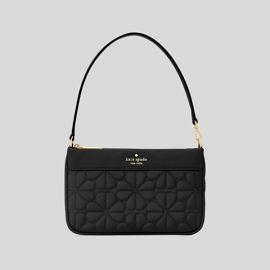 KATE SPADE Spade Flower Quilted Fabric Convertible Wristlet Black RB-KK255
