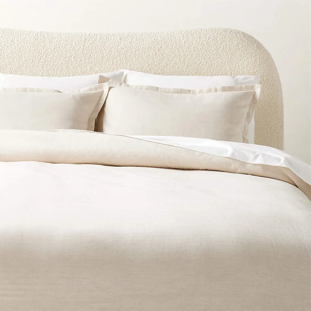 KELLEN ORGANIC COTTON-BLEND NATURAL KING DUVET COVER