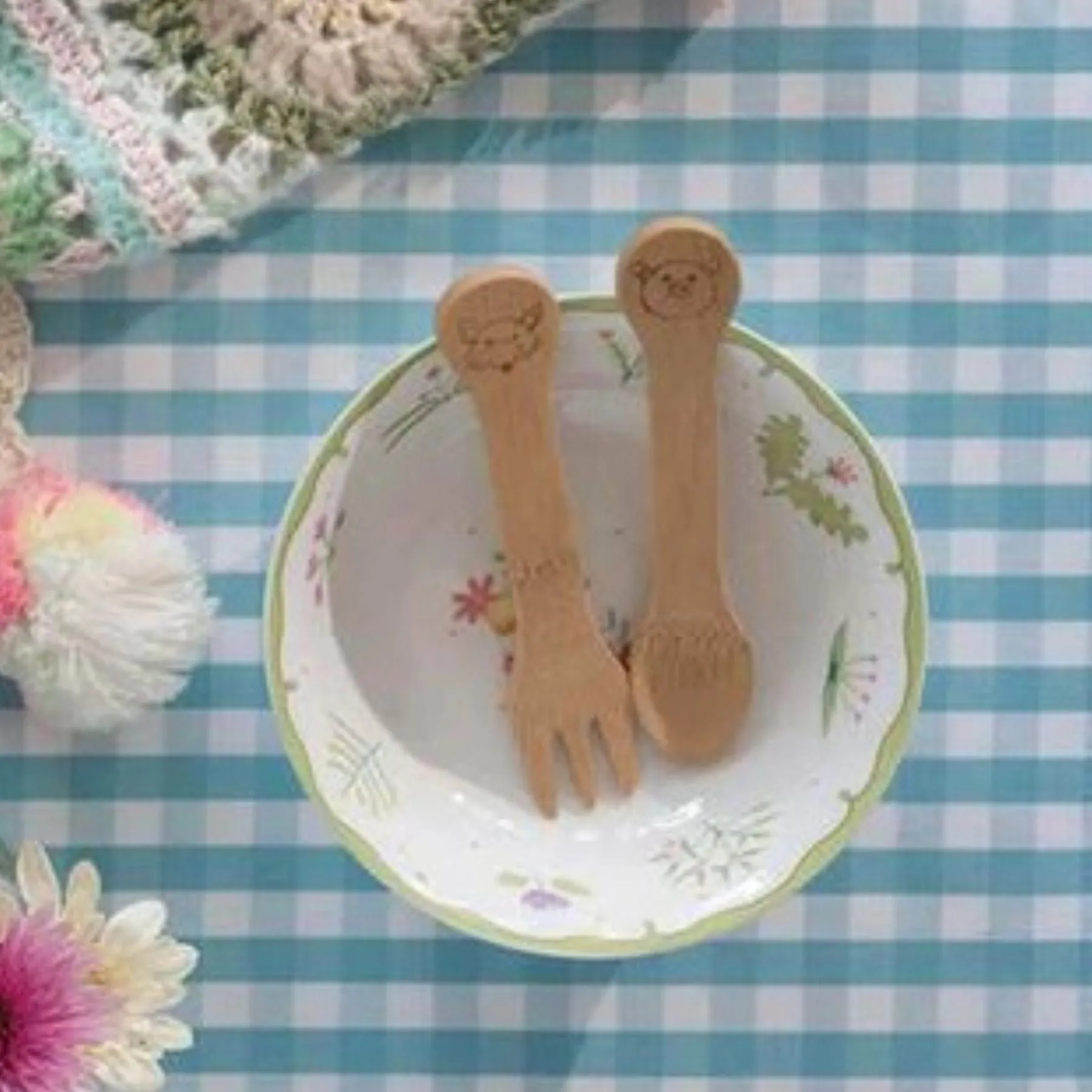 Kid's Bamboo Fork   Spoon Set