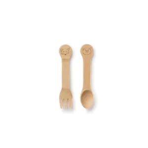 Kid's Bamboo Fork   Spoon Set
