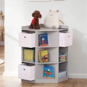 Kids Corner Cabinet Toy Storage Organizer Bookshelf Unit W/ 3